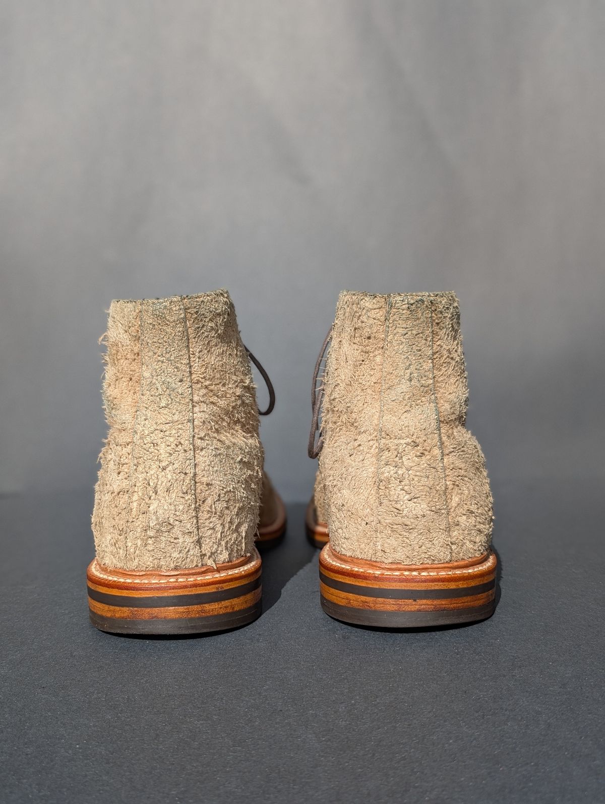 Photo by Genghis_Khant on March 4, 2026 of the Grant Stone Edward Boot in C.F. Stead Milkshake Rough Mohawk Suede.