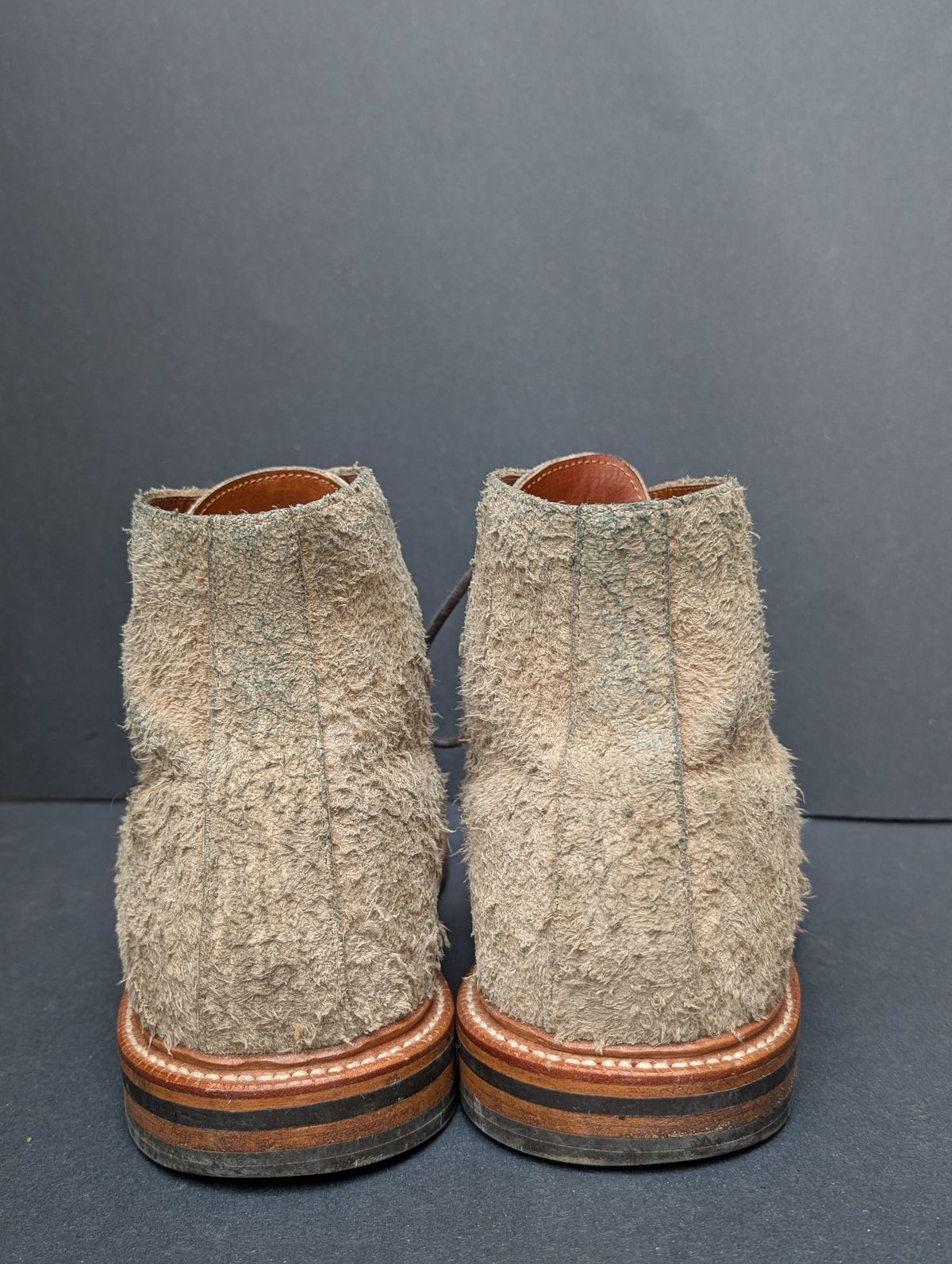 Photo by Genghis_Khant on April 4, 2026 of the Grant Stone Edward Boot in C.F. Stead Milkshake Rough Mohawk Suede.