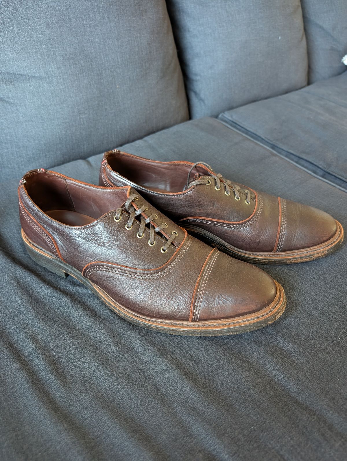 Photo by Genghis_Khant on August 16, 2025 of the Allen Edmonds Overlord in C.F. Stead Dark Brown Kudu.