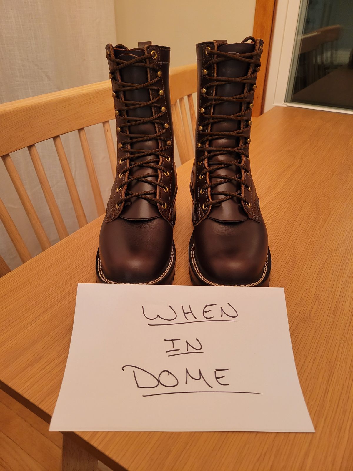 Photo by DJT3412 on November 5, 2024 of the Nicks Urban Logger in Horween Brown Chromexcel.