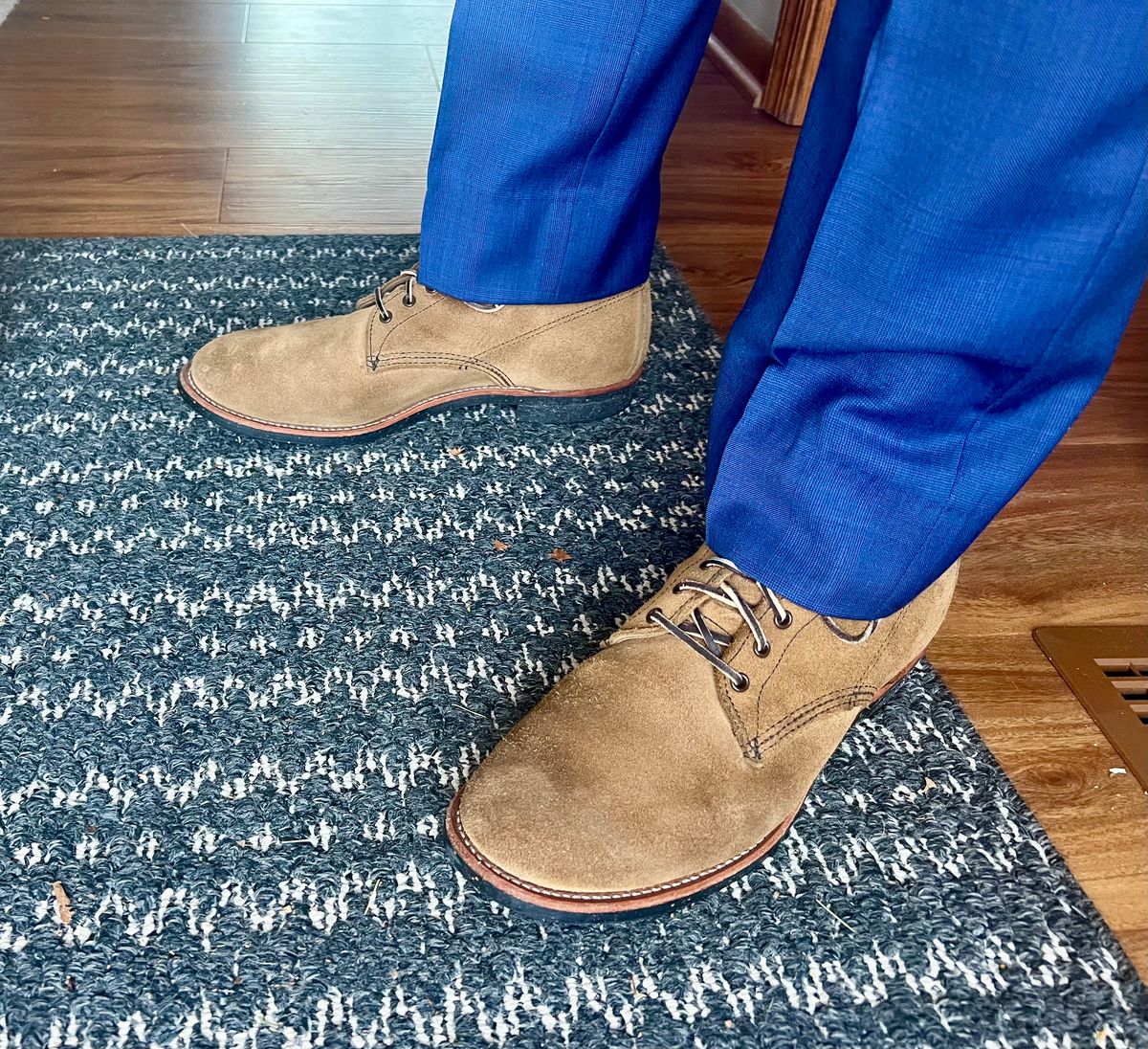 Photo by beerdlife on December 7, 2025 of the Red Wing Merchant in S.B. Foot Olive Mohave Roughout.