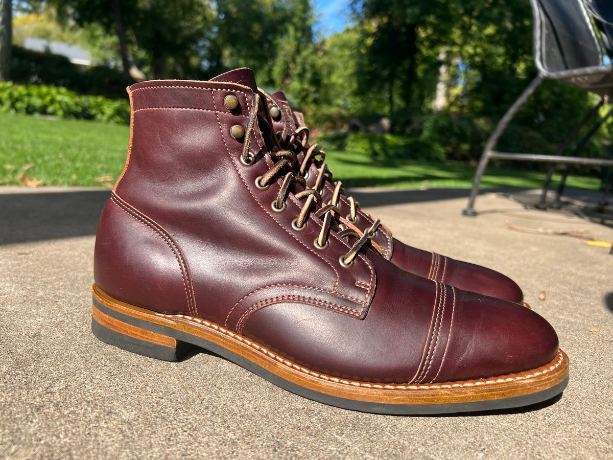 Photo by beerdlife on September 29, 2025 of the Truman Cap Toe Boot in Seidel Oxblood Double Shot.