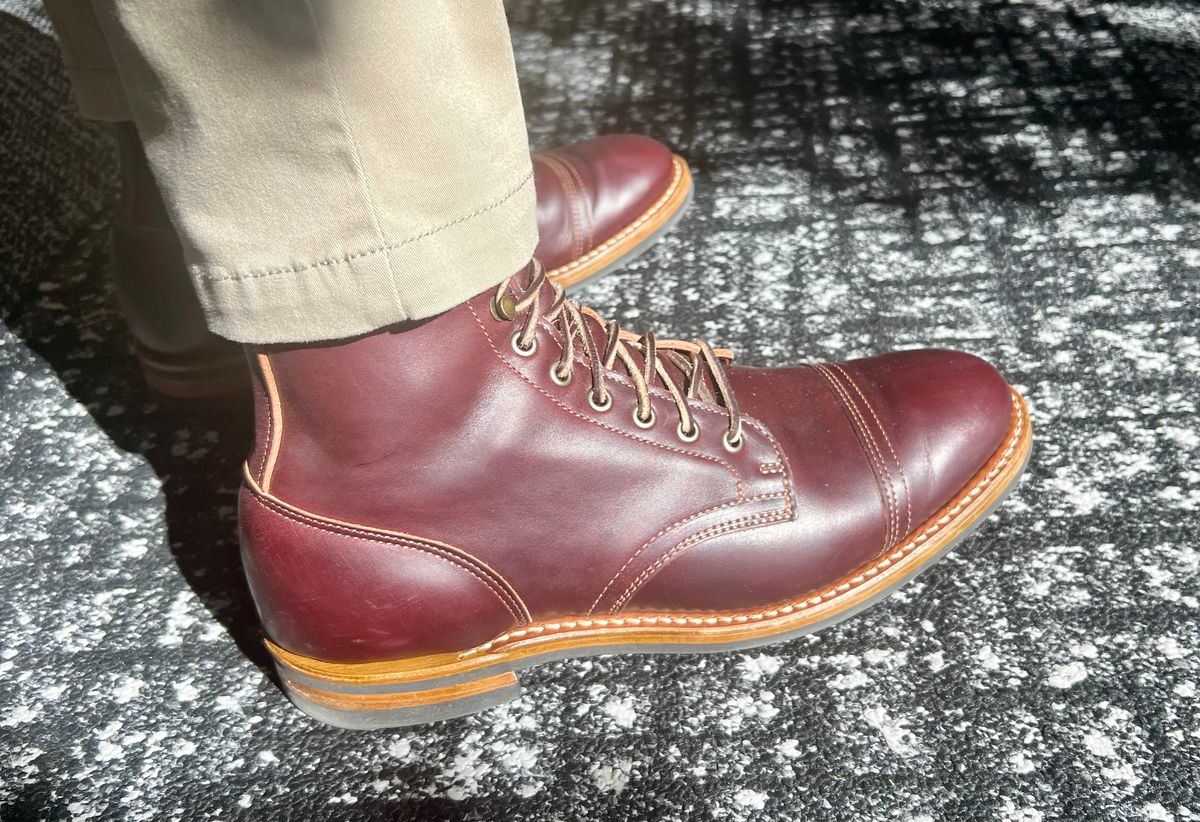 Photo by beerdlife on October 13, 2025 of the Truman Cap Toe Boot in Seidel Oxblood Double Shot.