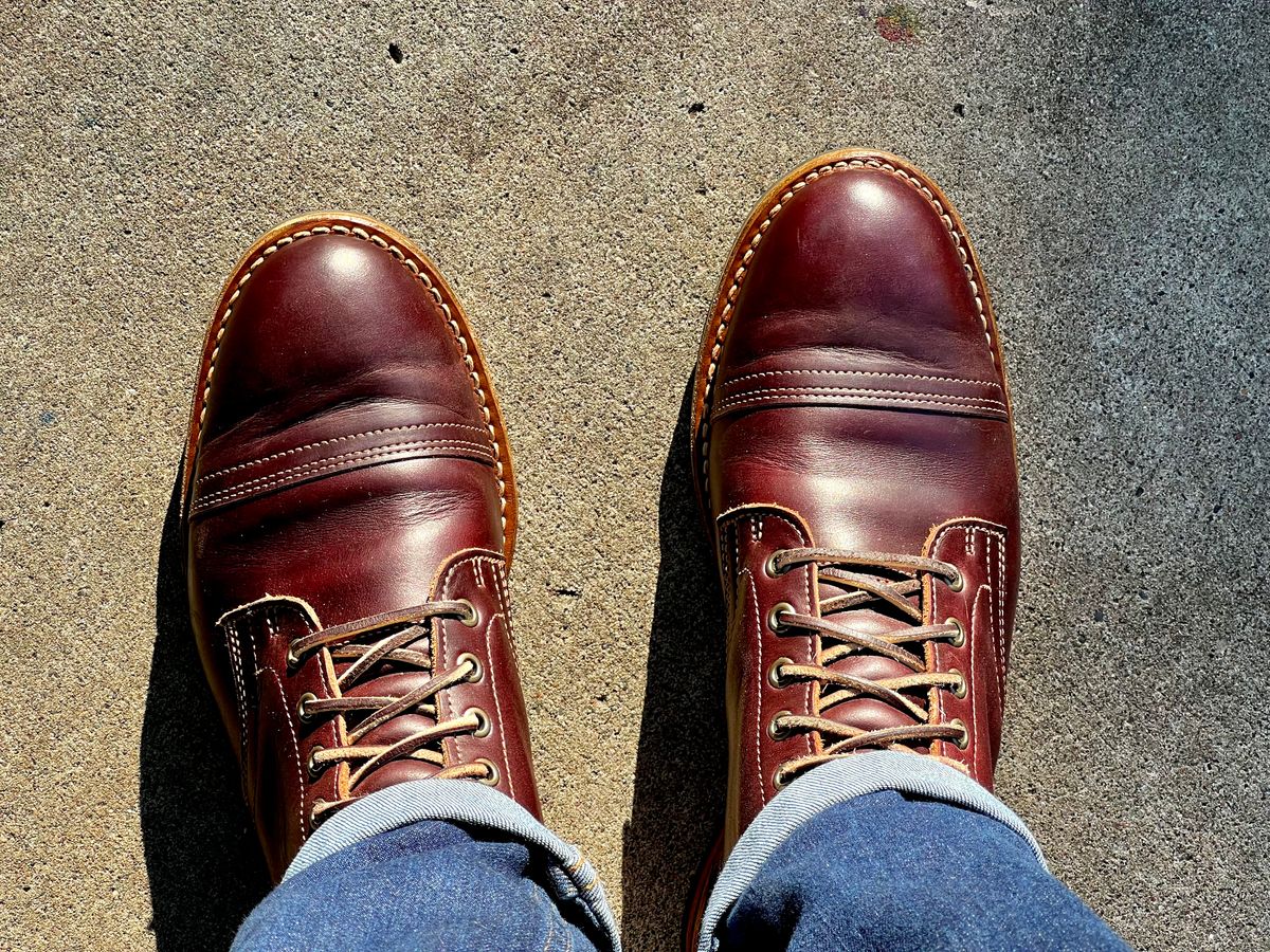 Photo by beerdlife on October 23, 2025 of the Truman Cap Toe Boot in Seidel Oxblood Double Shot.