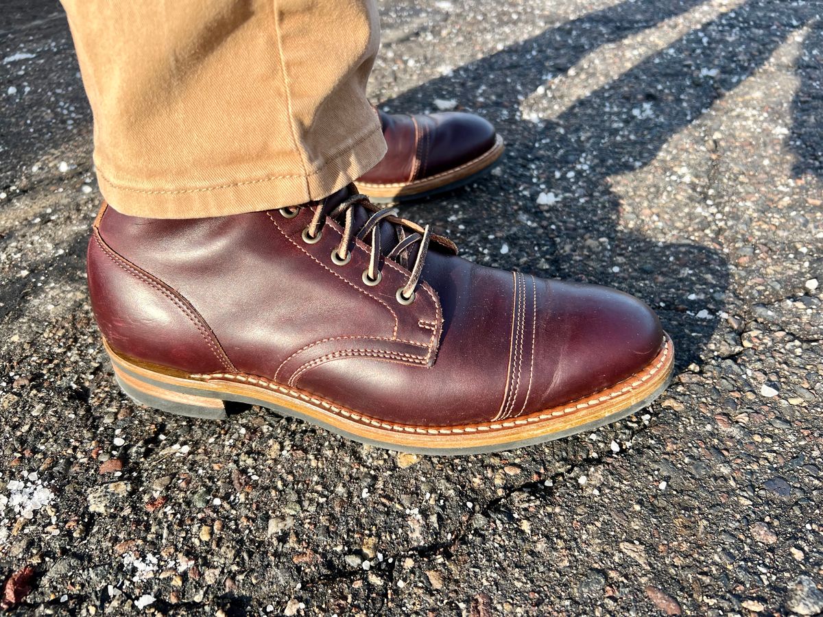Photo by beerdlife on December 23, 2025 of the Truman Cap Toe Boot in Seidel Oxblood Double Shot.