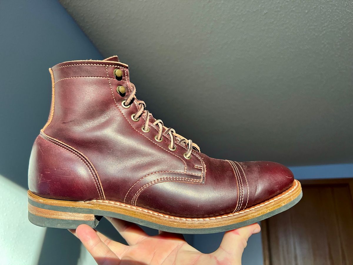 Photo by beerdlife on December 29, 2025 of the Truman Cap Toe Boot in Seidel Oxblood Double Shot.