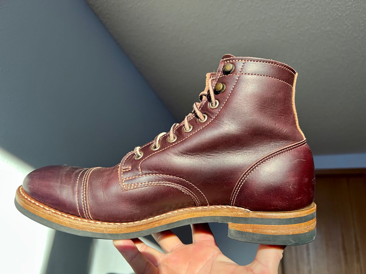 Photo by beerdlife on December 29, 2025 of the Truman Cap Toe Boot in Seidel Oxblood Double Shot.