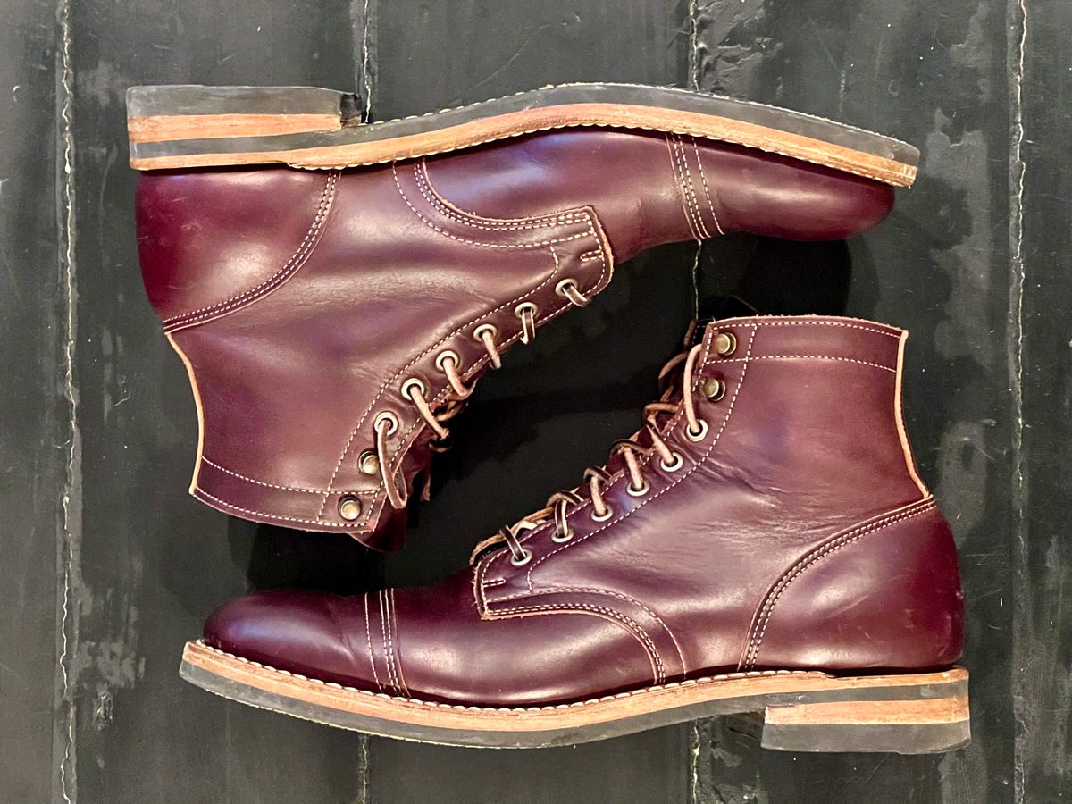 Photo by beerdlife on January 9, 2026 of the Truman Cap Toe Boot in Seidel Oxblood Double Shot.