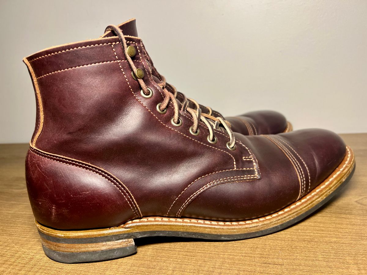Photo by beerdlife on January 15, 2026 of the Truman Cap Toe Boot in Seidel Oxblood Double Shot.