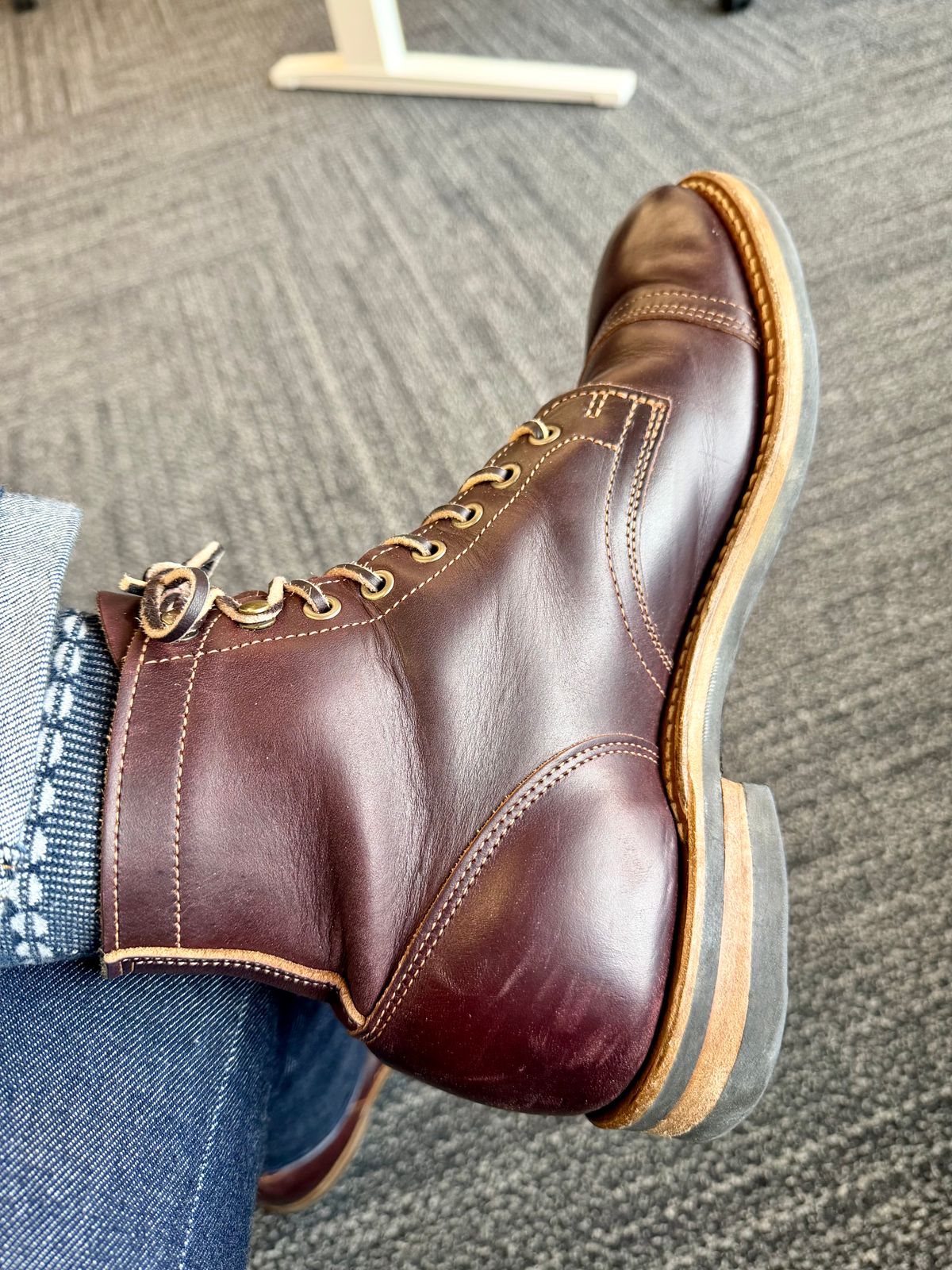 Photo by beerdlife on March 17, 2026 of the Truman Cap Toe Boot in Seidel Oxblood Double Shot.