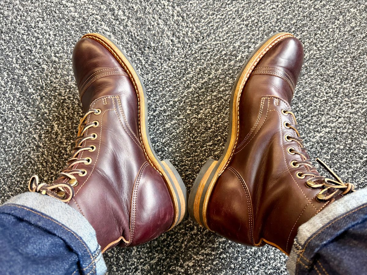Photo by beerdlife on March 17, 2026 of the Truman Cap Toe Boot in Seidel Oxblood Double Shot.