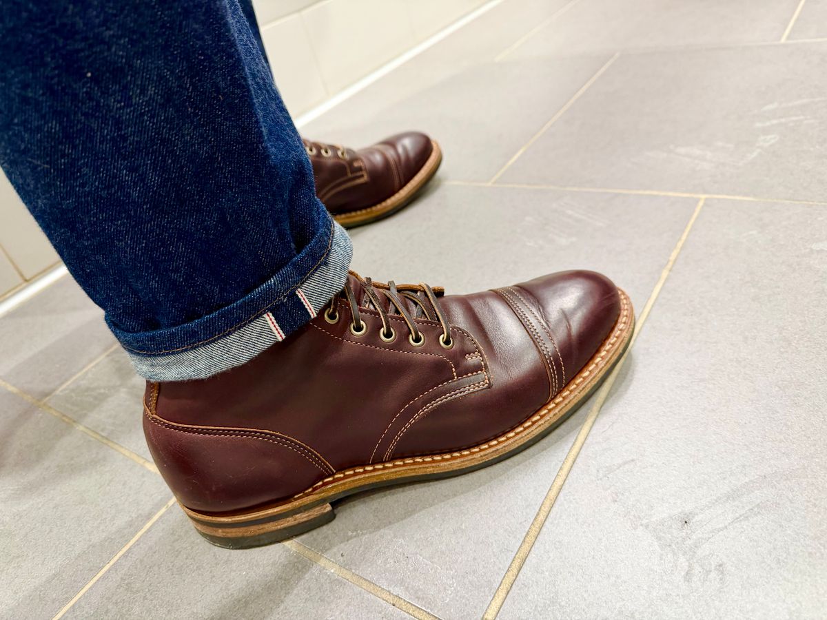 Photo by beerdlife on March 17, 2026 of the Truman Cap Toe Boot in Seidel Oxblood Double Shot.