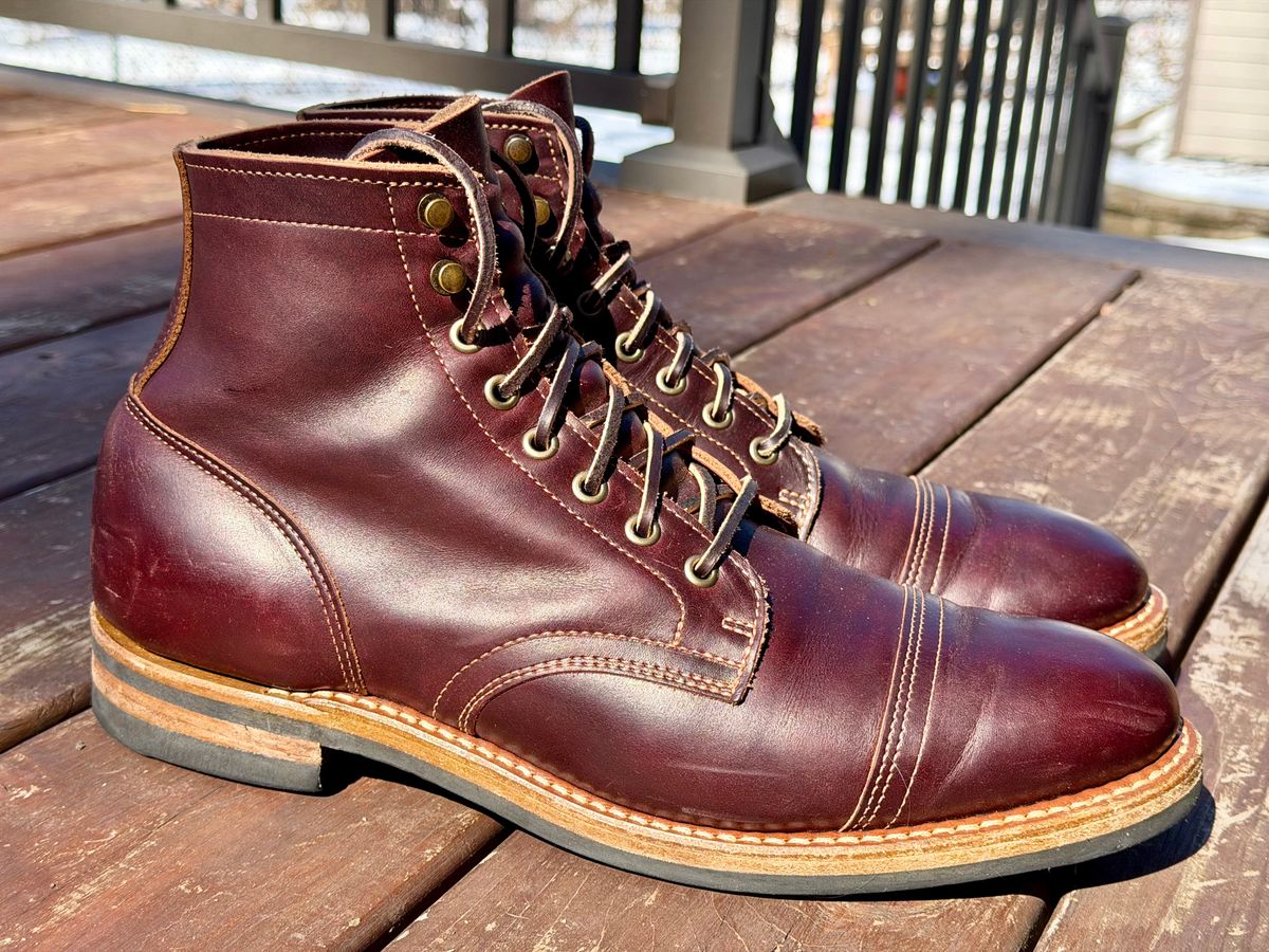 Photo by beerdlife on March 19, 2026 of the Truman Cap Toe Boot in Seidel Oxblood Double Shot.