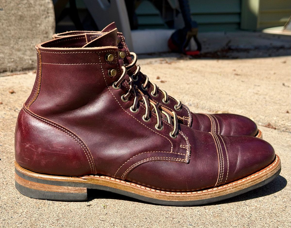 Photo by beerdlife on April 19, 2026 of the Truman Cap Toe Boot in Seidel Oxblood Double Shot.