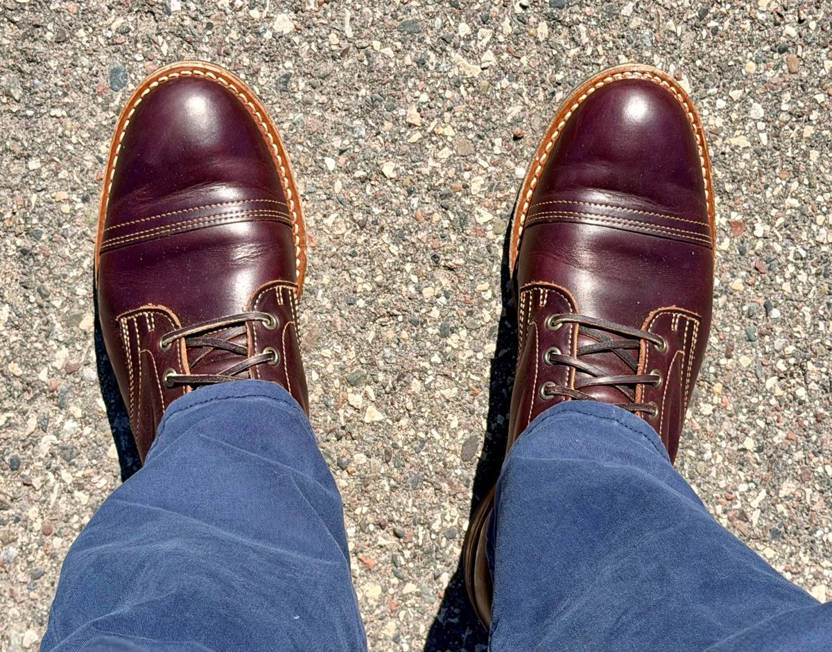 Photo by beerdlife on April 19, 2026 of the Truman Cap Toe Boot in Seidel Oxblood Double Shot.