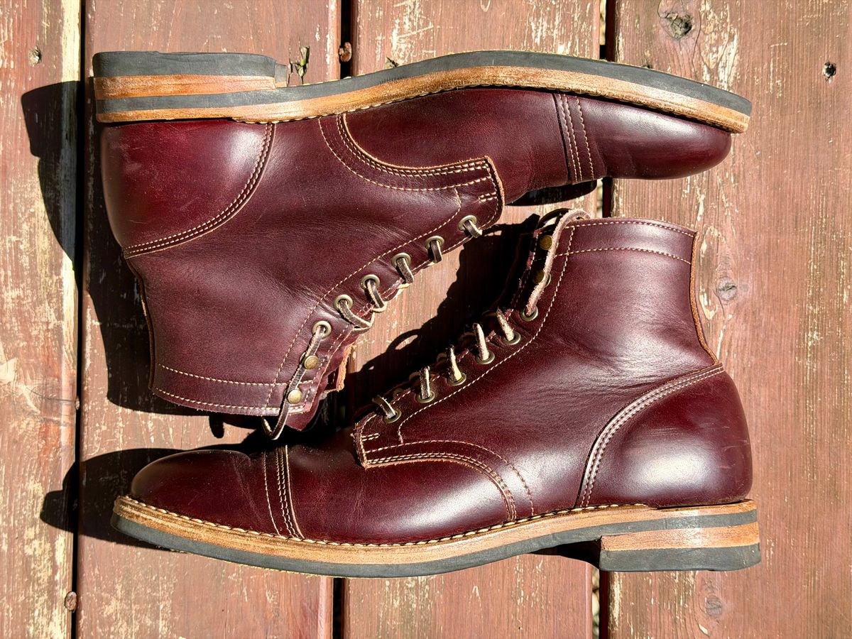 Photo by beerdlife on July 9, 2026 of the Truman Cap Toe Boot in Seidel Oxblood Double Shot.