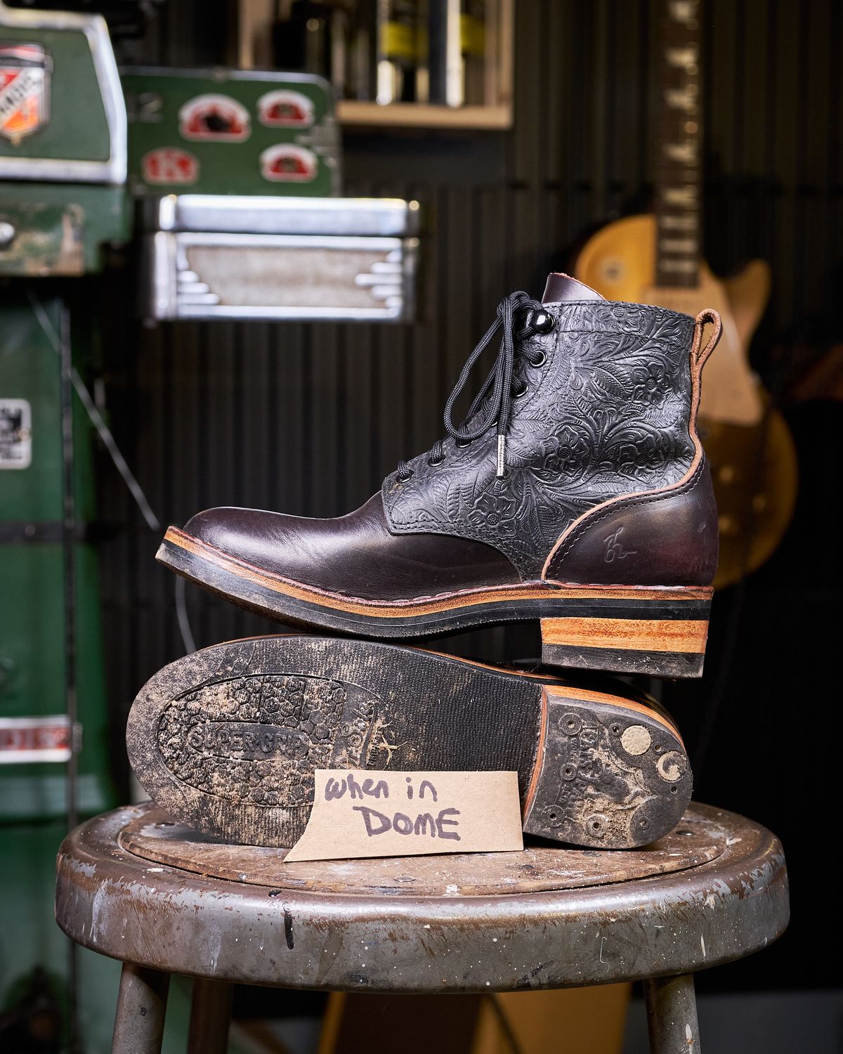 Photo by Christina080783 on November 2, 2024 of the BHHB Lady Dome in Seidel Oxblood Double Shot Black Overdye & Embossed Veg Tan Panel.