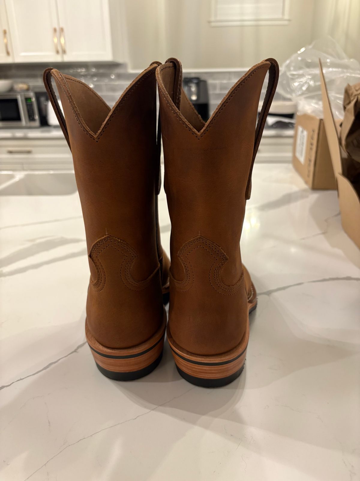 Photo by AllTheLeather_69 on January 8, 2026 of the Nicks Handmade Boots Palouse in 1964 Monarch.