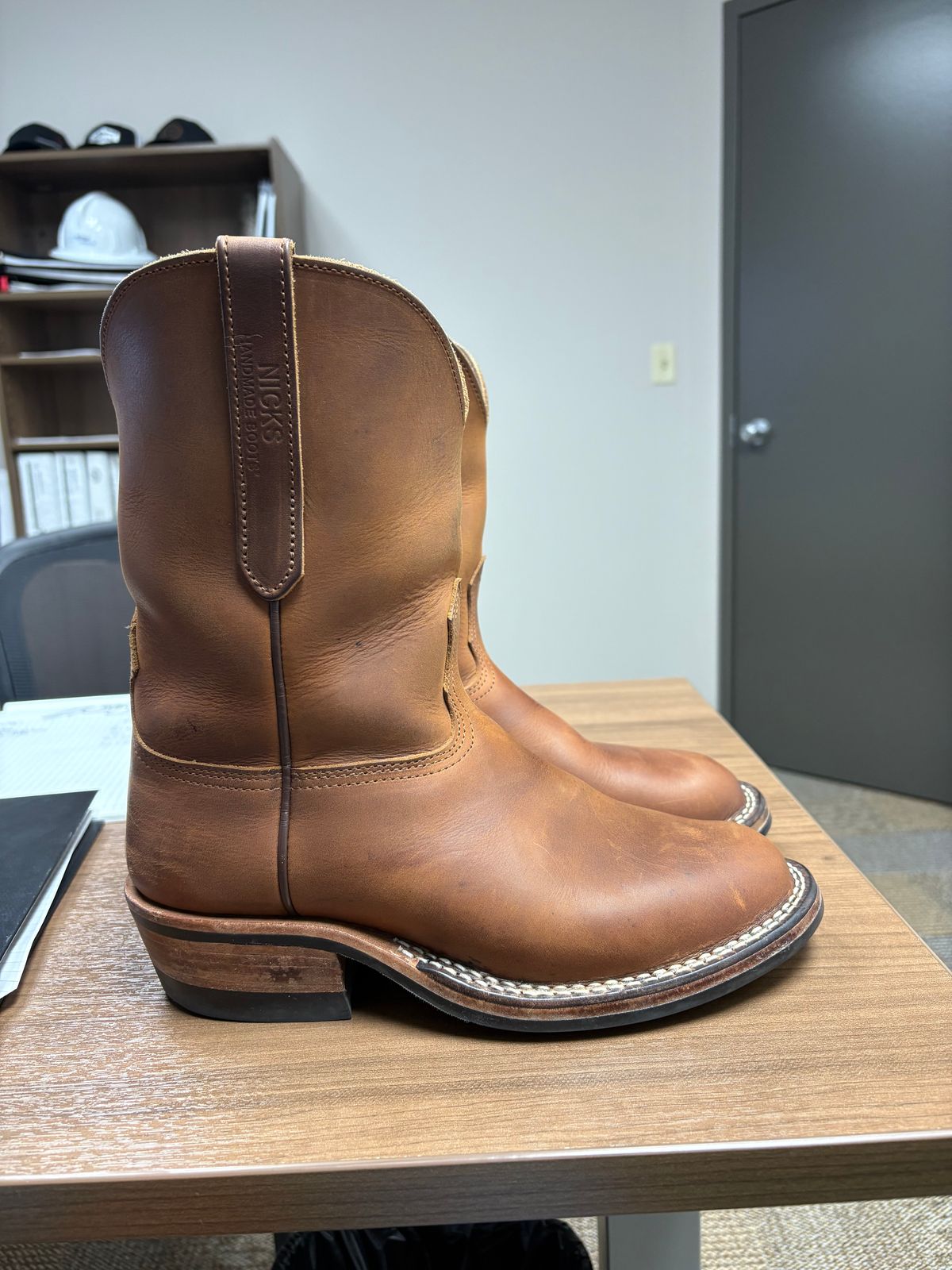 Photo by AllTheLeather_69 on March 24, 2026 of the Nicks Handmade Boots Palouse in 1964 Monarch.