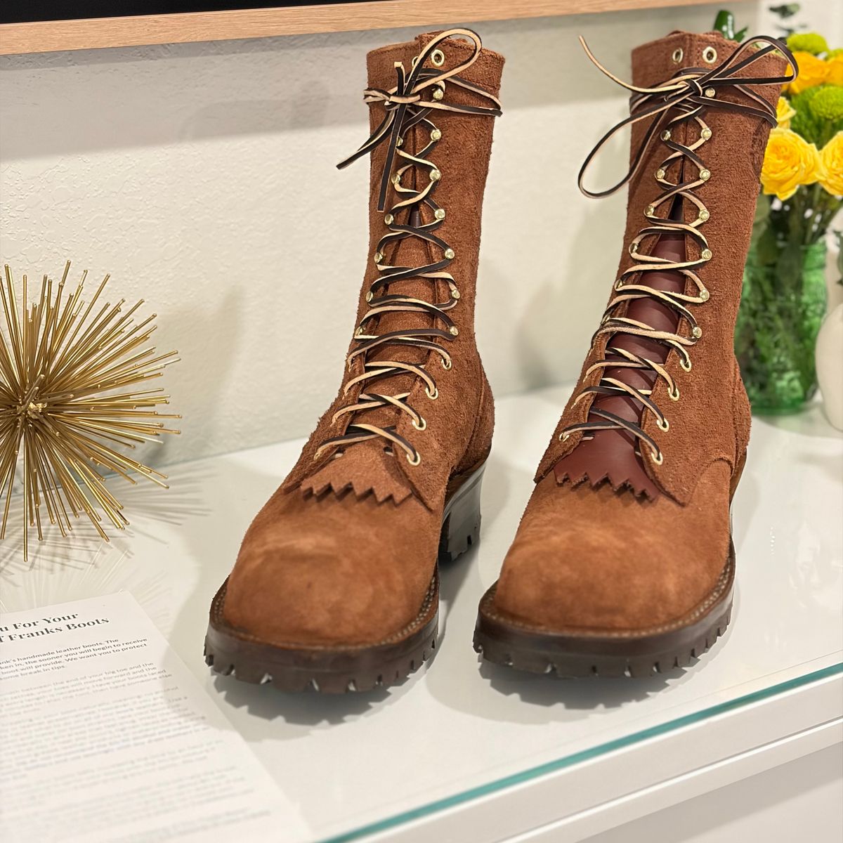 Photo by ValArb on January 16, 2026 of the Frank's Boots Type 2 Highlander in Seidel Chocolate Oil Tan Roughout.