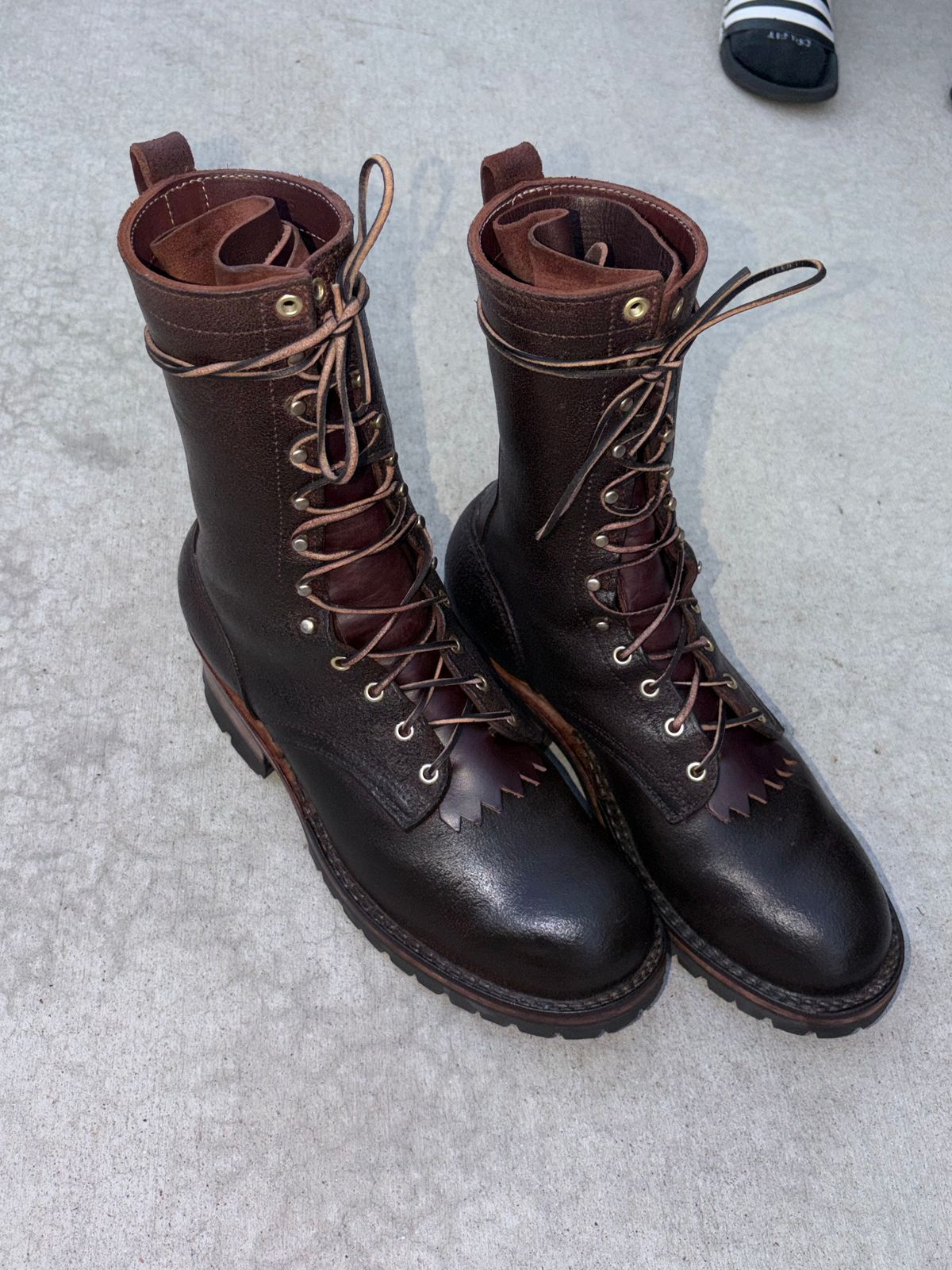 Photo by ValArb on June 14, 2026 of the Frank's Boots Type 2 Highlander in Seidel Chocolate Oil Tan Roughout.
