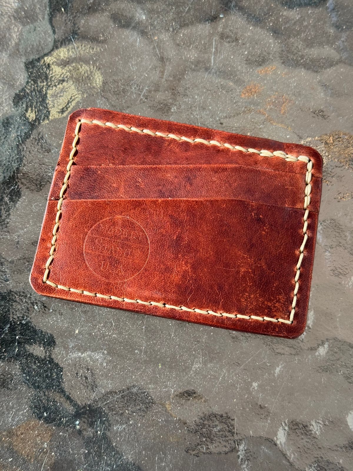 Photo by Barbaq on September 30, 2025 of the Self-Made Card Wallet in Horween Italian Brown Wrangler Horsefront.