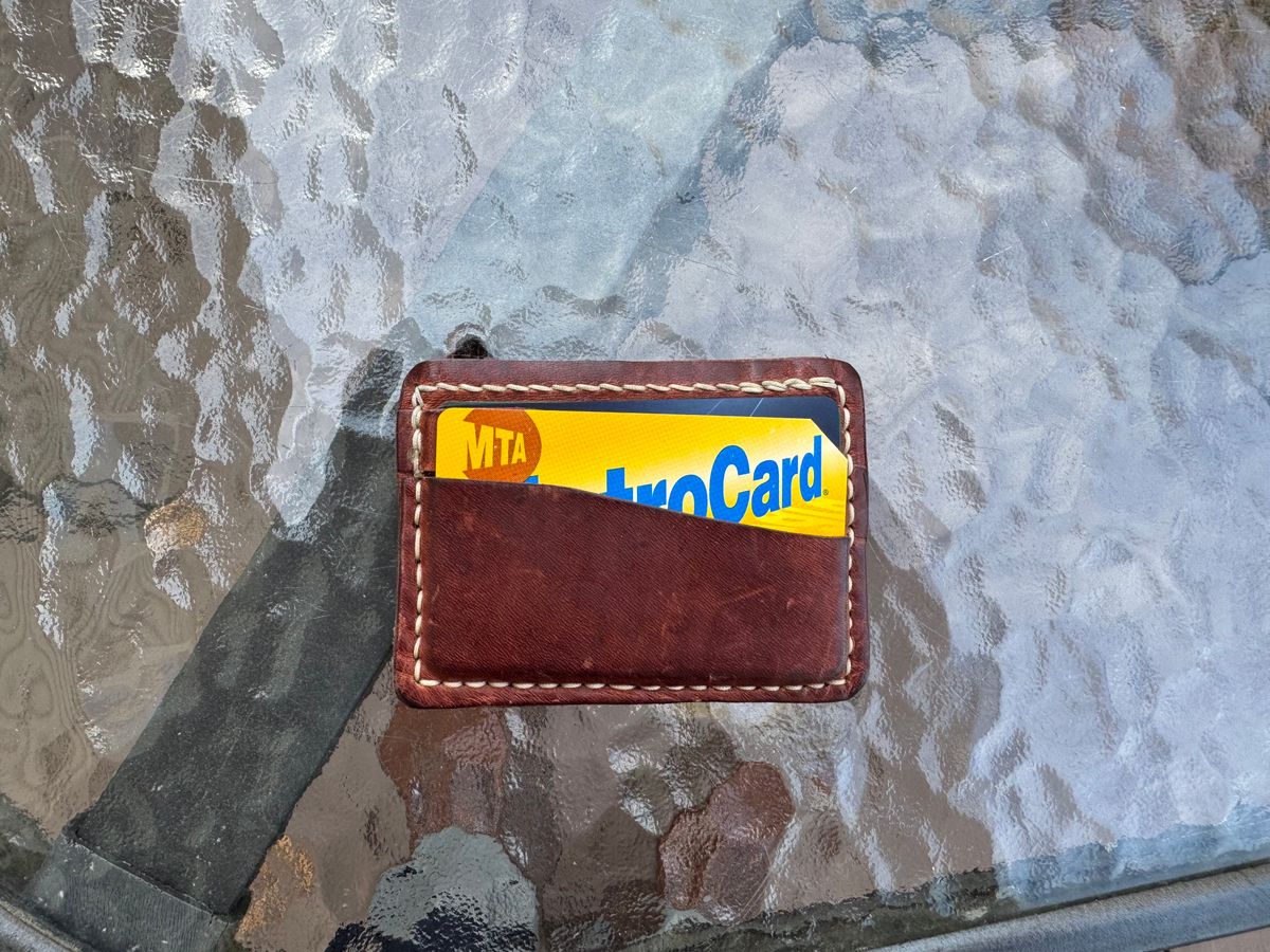 Photo by Barbaq on November 1, 2025 of the Self-Made Card Wallet in Horween Italian Brown Wrangler Horsefront.