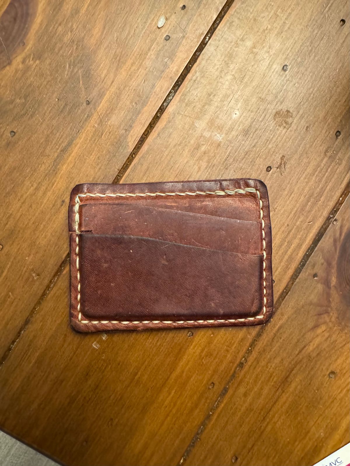 Photo by Barbaq on December 2, 2025 of the Self-Made Card Wallet in Horween Italian Brown Wrangler Horsefront.