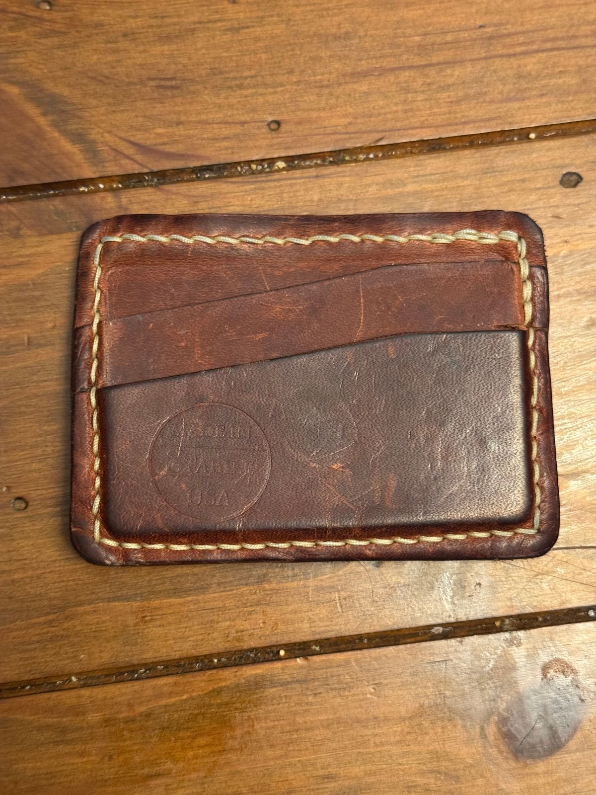 Photo by Barbaq on February 4, 2026 of the Self-Made Card Wallet in Horween Italian Brown Wrangler Horsefront.