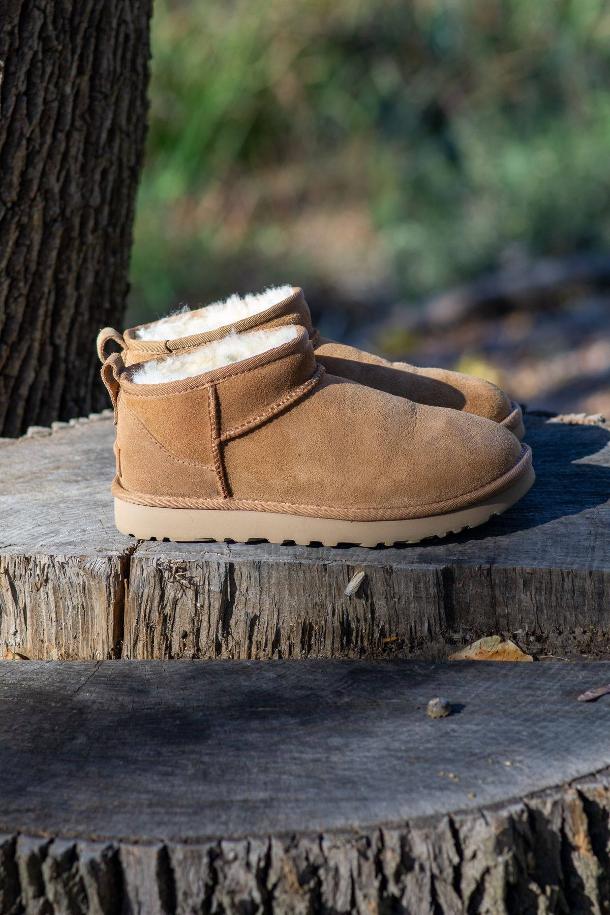 Photo by Barbaq on November 1, 2025 of the Ugg Classic Ultra Mini in Chestnut Sheepskin.