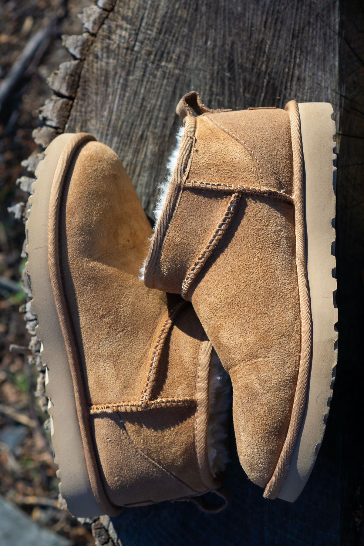 Photo by Barbaq on December 1, 2025 of the Ugg Classic Ultra Mini in Chestnut Sheepskin.