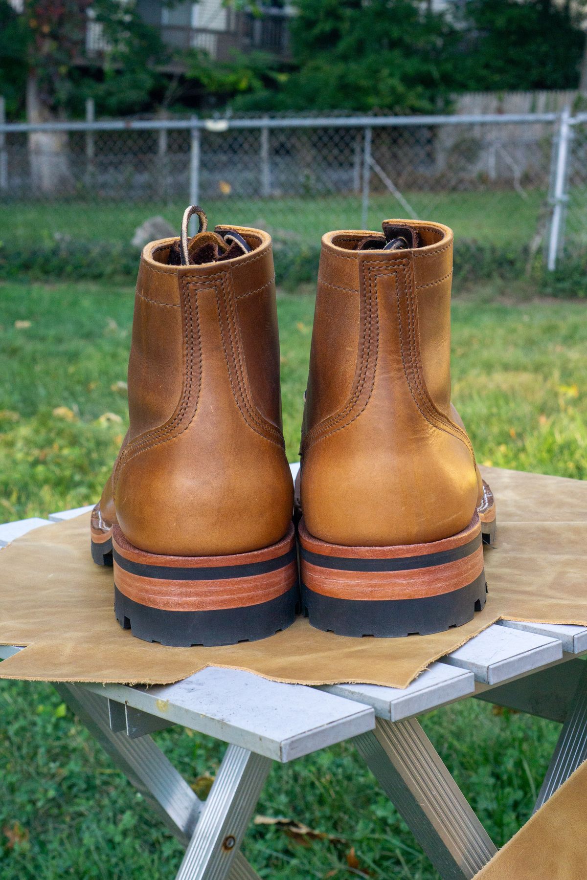 Photo by Barbaq on October 1, 2025 of the Nicks MTO in Horween Spokane Honey.
