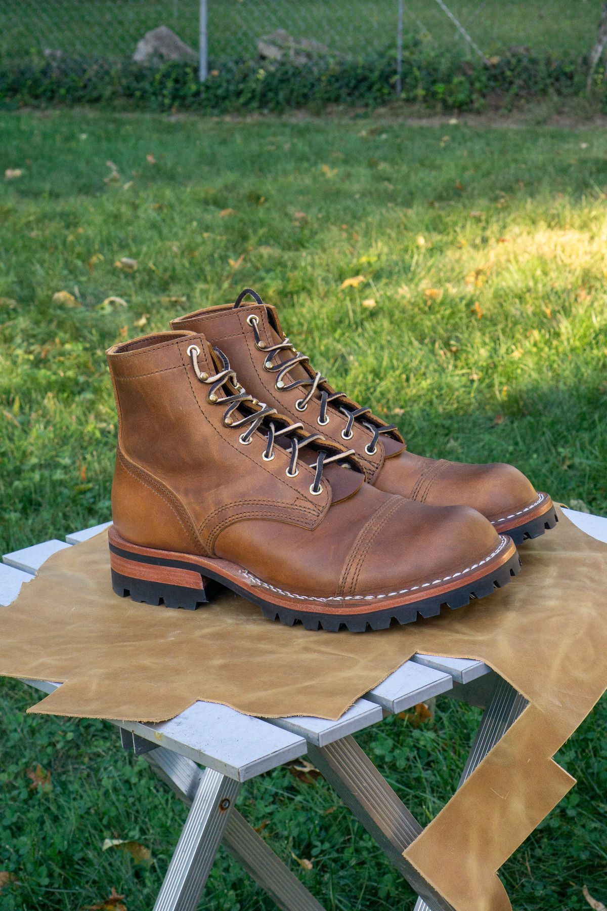 Photo by Barbaq on October 1, 2025 of the Nicks MTO in Horween Spokane Honey.
