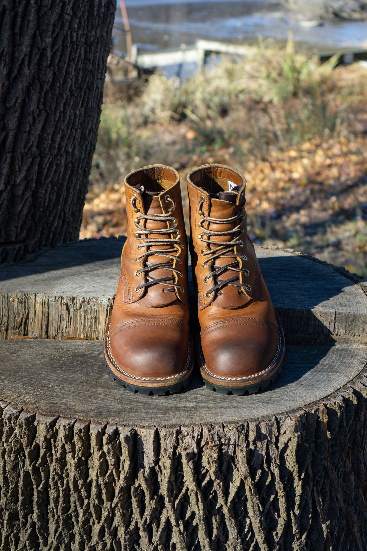 Photo by Barbaq on December 1, 2025 of the Nicks MTO in Horween Spokane Honey.