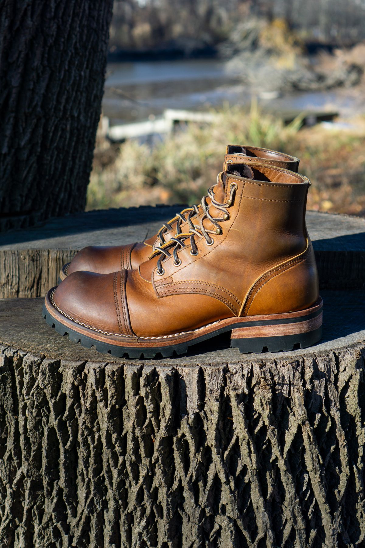 Photo by Barbaq on December 1, 2025 of the Nicks MTO in Horween Spokane Honey.