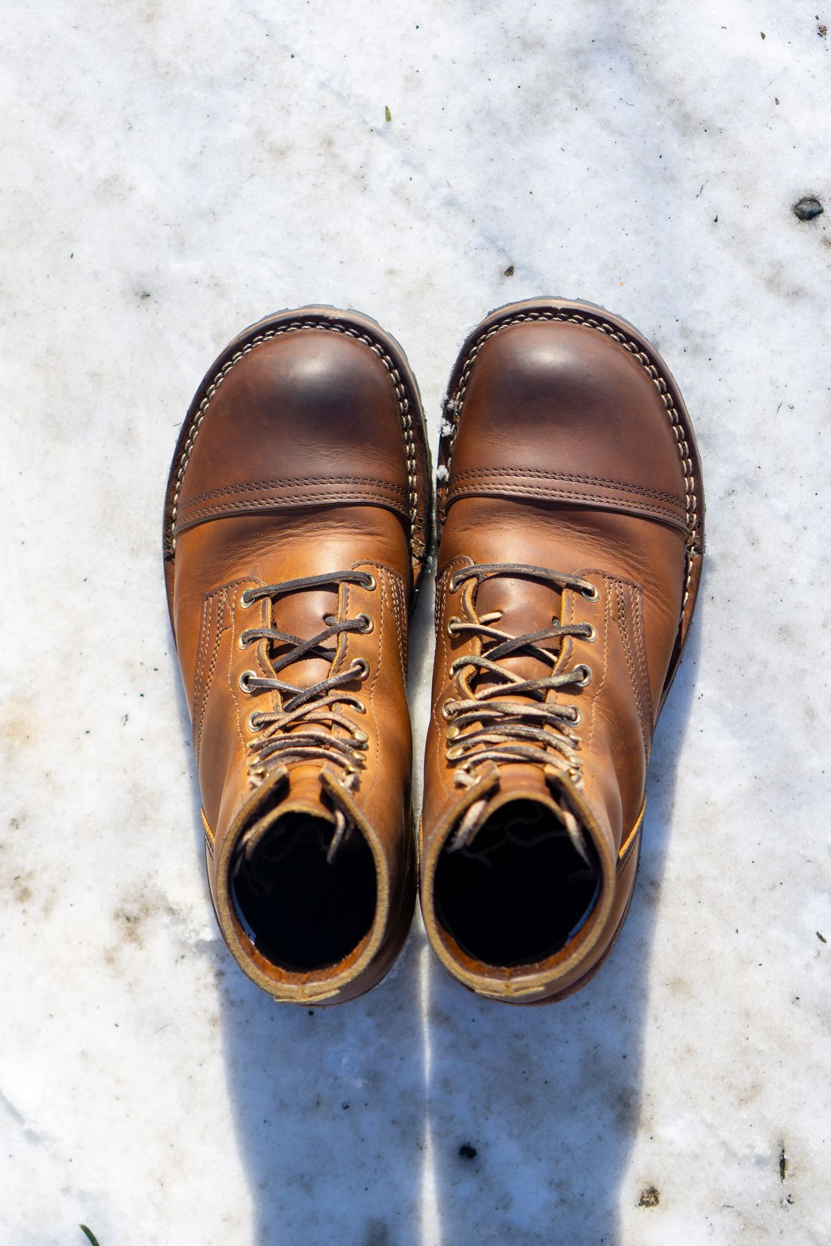 Photo by Barbaq on February 4, 2026 of the Nicks MTO in Horween Spokane Honey.