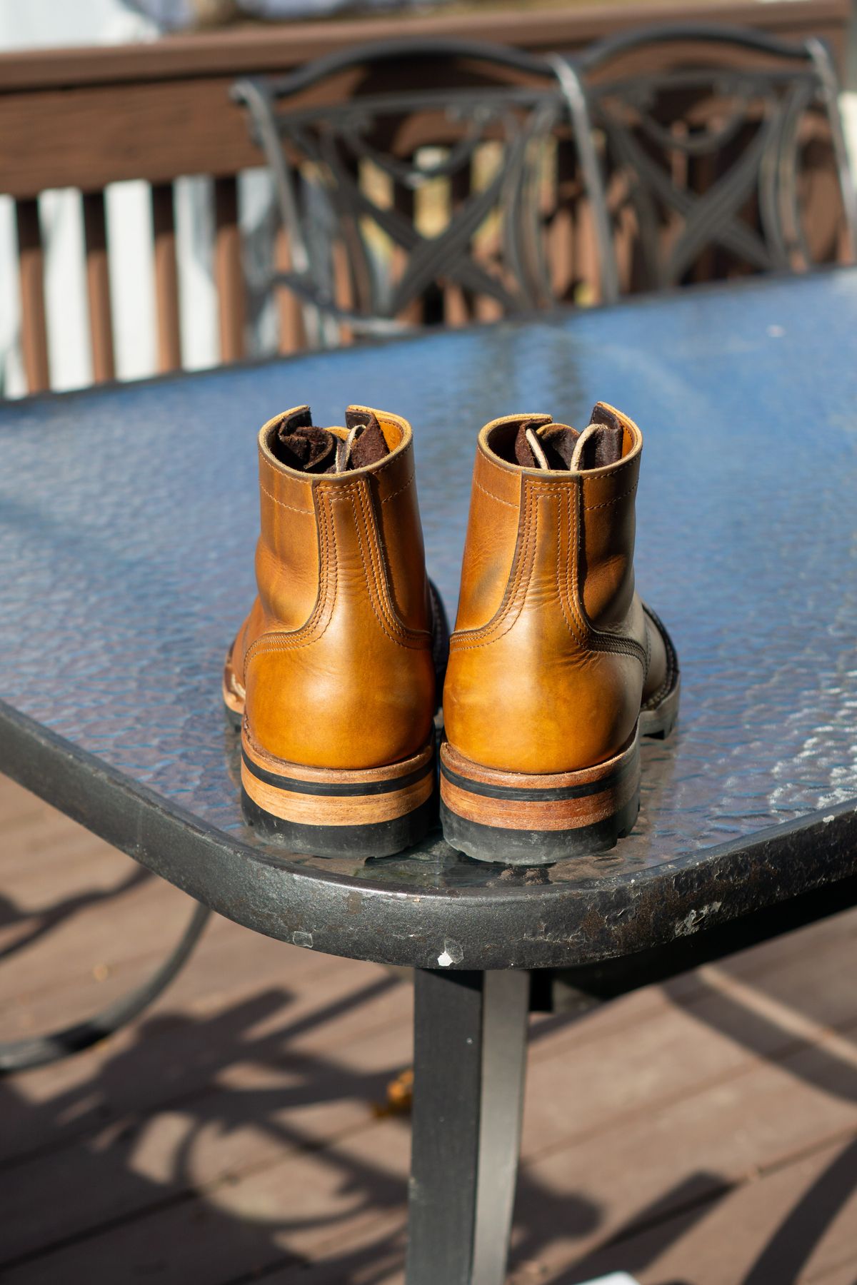 Photo by Barbaq on March 4, 2026 of the Nicks MTO in Horween Spokane Honey.