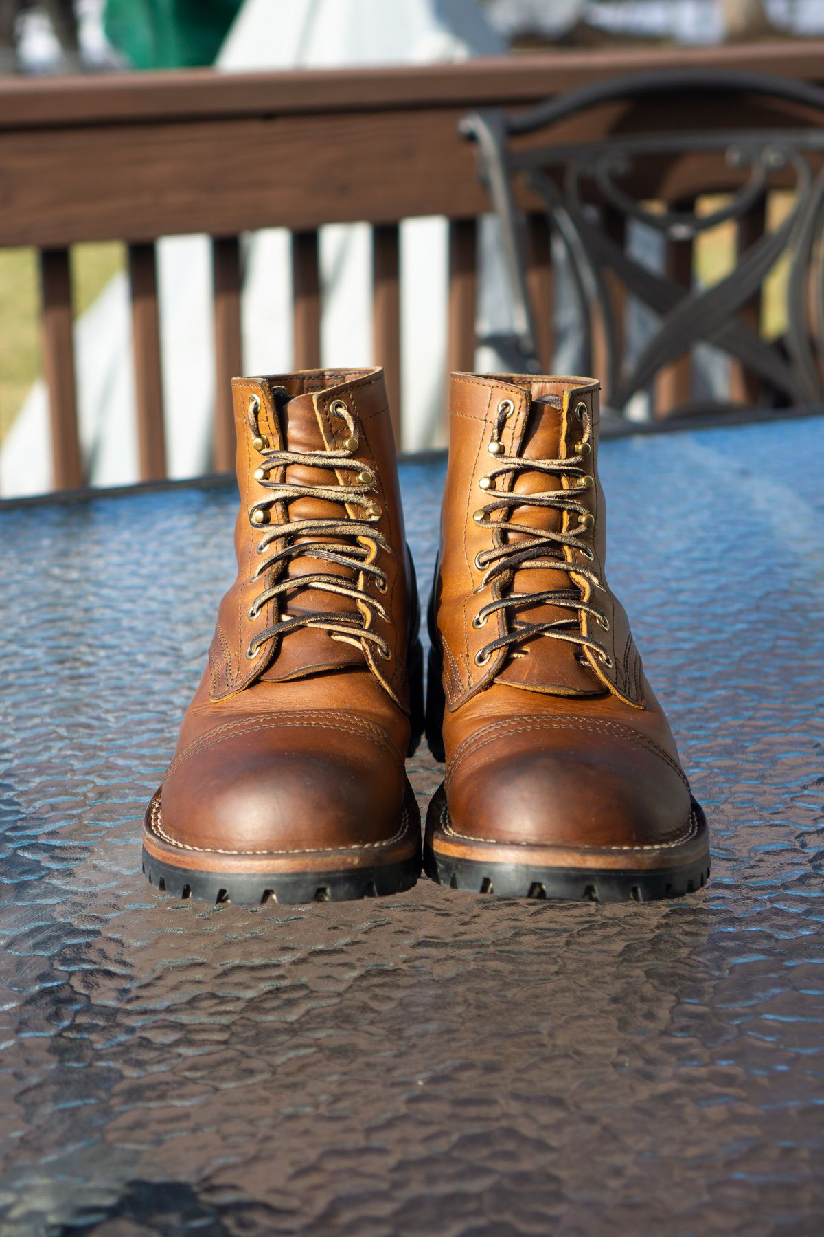 Photo by Barbaq on March 4, 2026 of the Nicks MTO in Horween Spokane Honey.