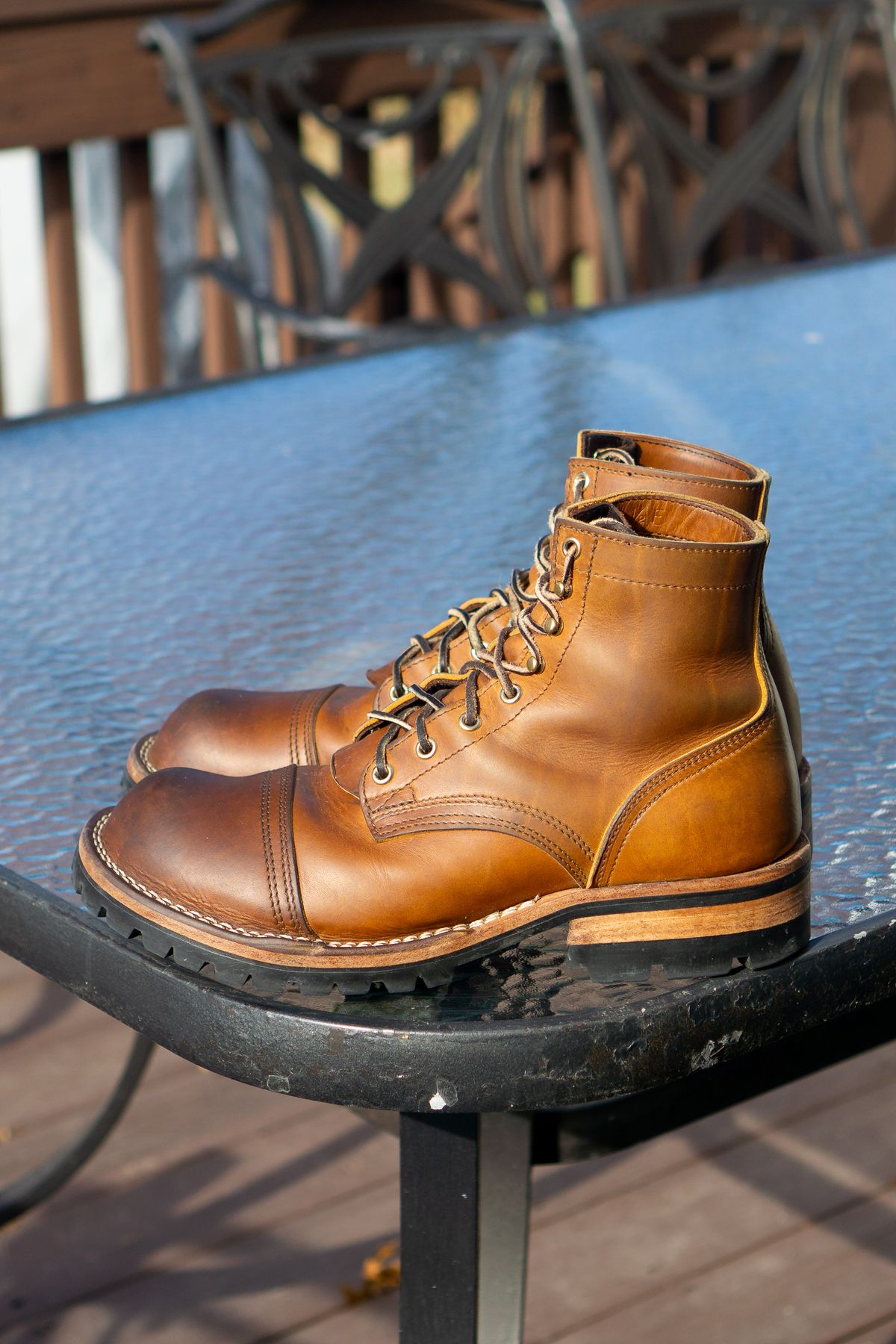 Photo by Barbaq on March 4, 2026 of the Nicks MTO in Horween Spokane Honey.