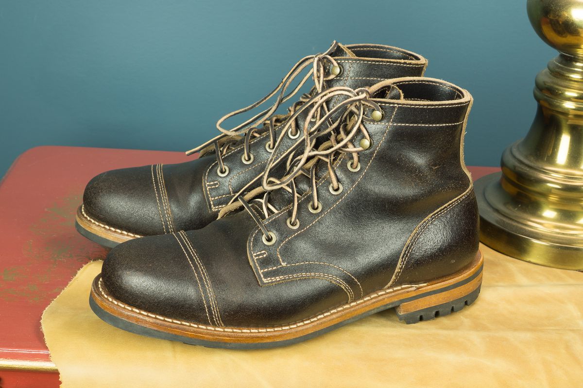Photo by Barbaq on July 6, 2025 of the Truman Cap Toe Boot in Horween Java Waxed Flesh.