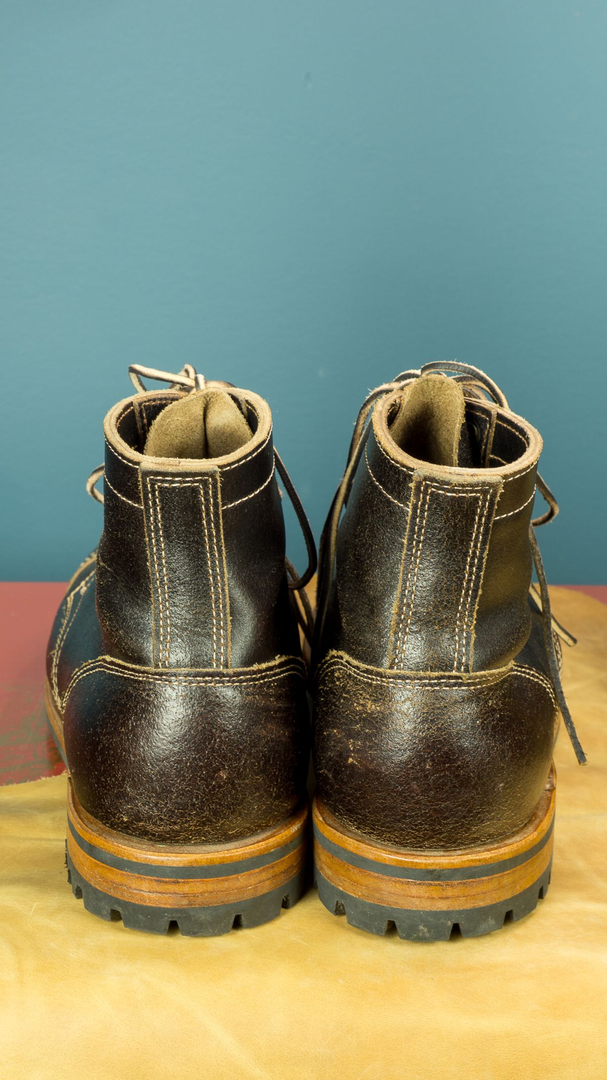 Photo by Barbaq on July 6, 2025 of the Truman Cap Toe Boot in Horween Java Waxed Flesh.
