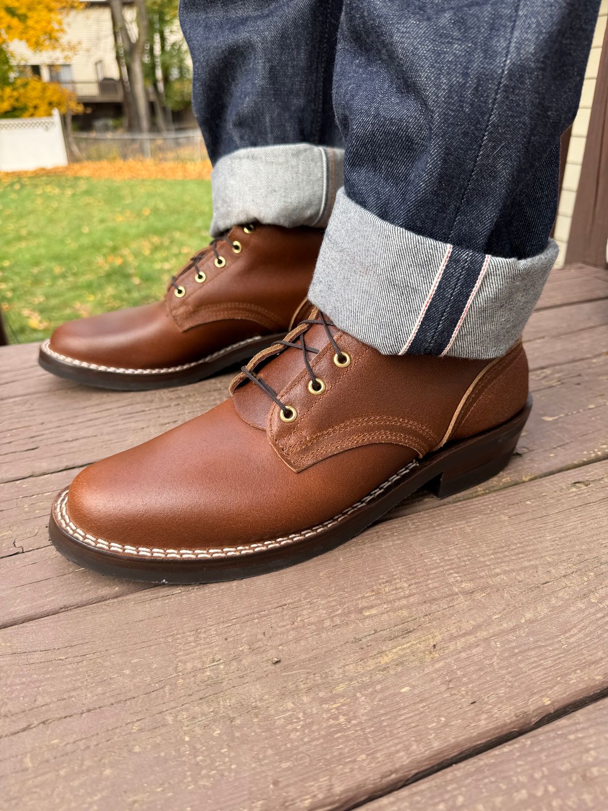 Photo by Barbaq on November 15, 2025 of the Nicks 1925 Last Dress Boot in Horween Ember Waxed Flesh.