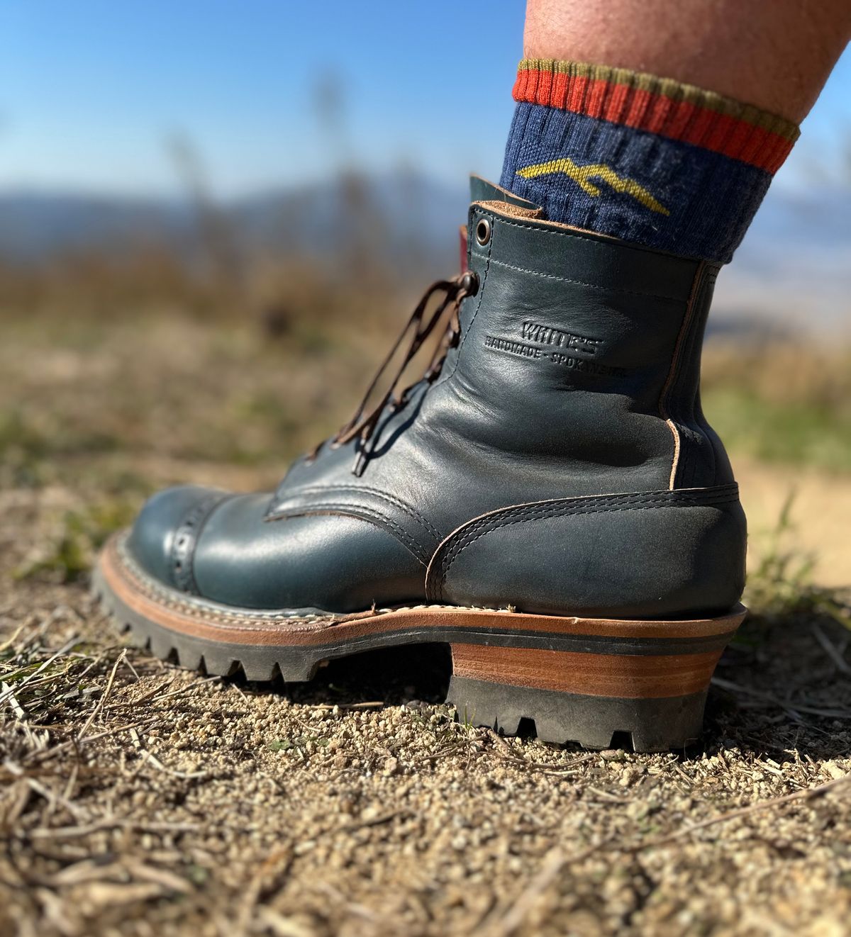Photo by steven_suave on November 15, 2025 of the White's Bounty Hunter in Horween Navy Chromexcel.