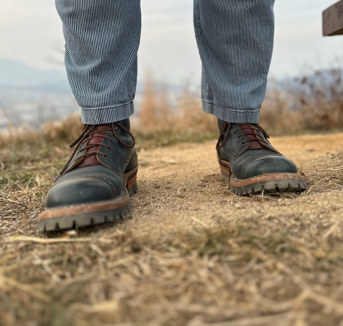 Photo by steven_suave on December 10, 2025 of the White's Bounty Hunter in Horween Navy Chromexcel.