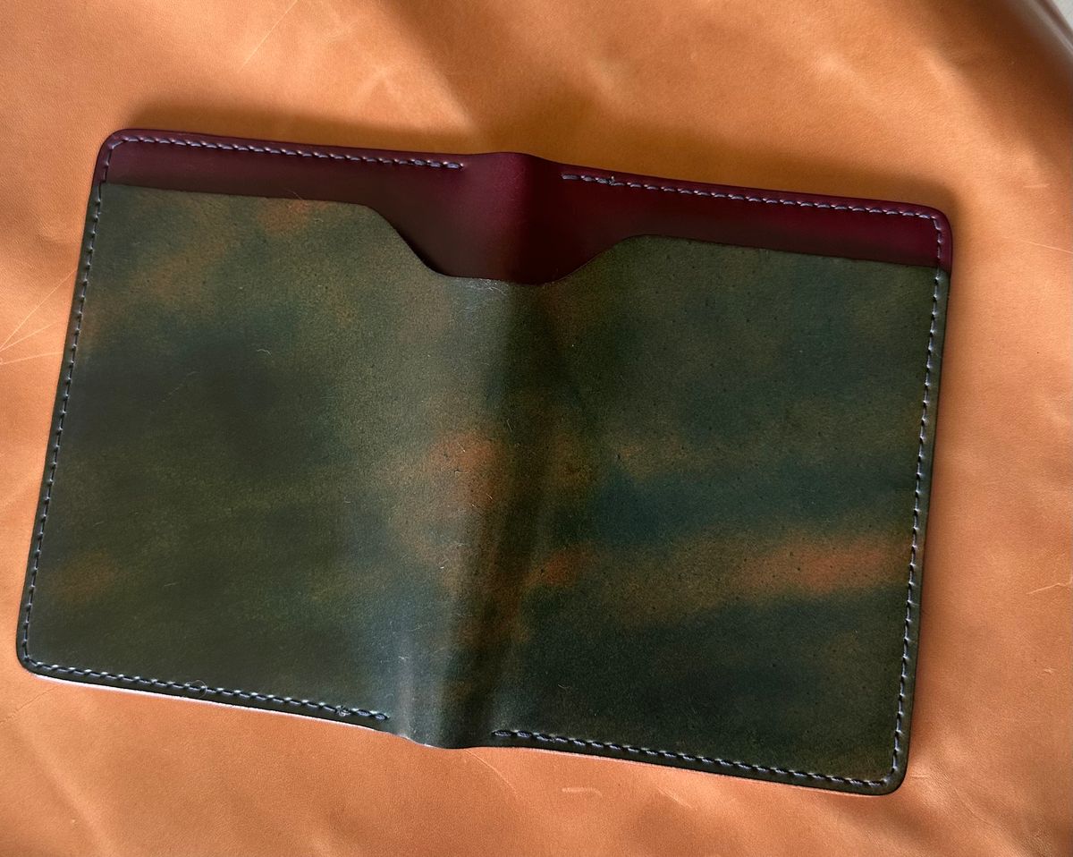 Photo by steven_suave on October 1, 2025 of the Ashland Leather Fat Herbie in Horween Marbled Blue Shell Cordovan & Horween Magenta Shell Cordovan.