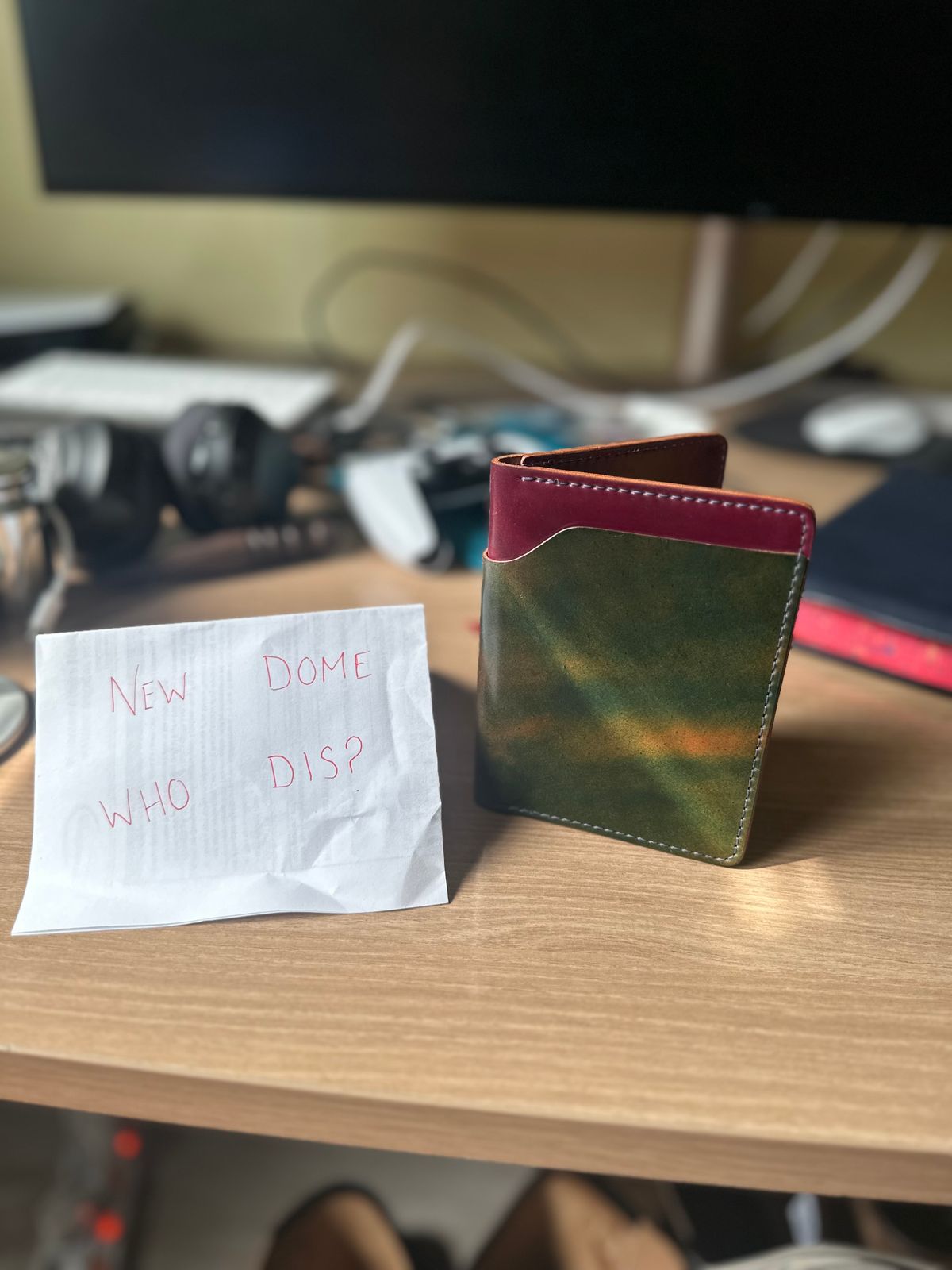 Photo by steven_suave on October 1, 2025 of the Ashland Leather Fat Herbie in Horween Marbled Blue Shell Cordovan & Horween Magenta Shell Cordovan.
