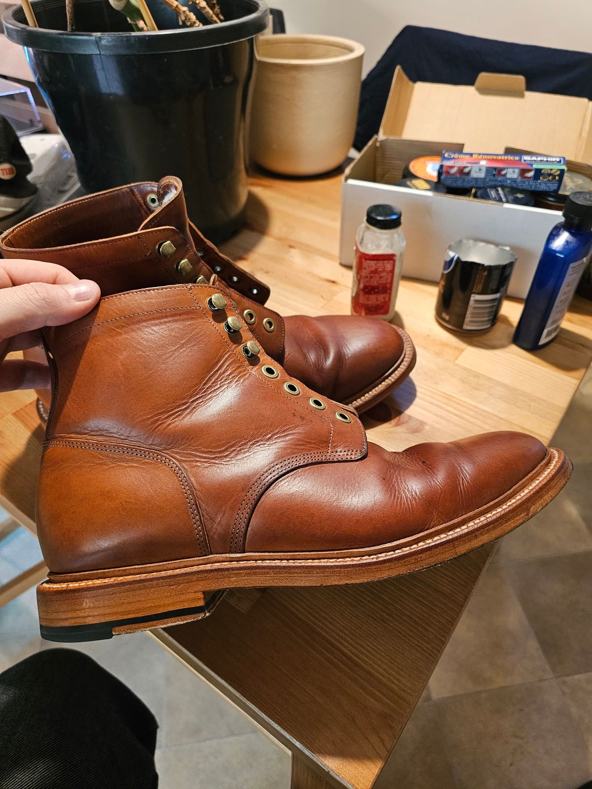 Photo by Luke.to.Boot on April 28, 2025 of the Grant Stone Diesel Boot in Badalassi Carlo Saddle Tan Minerva.