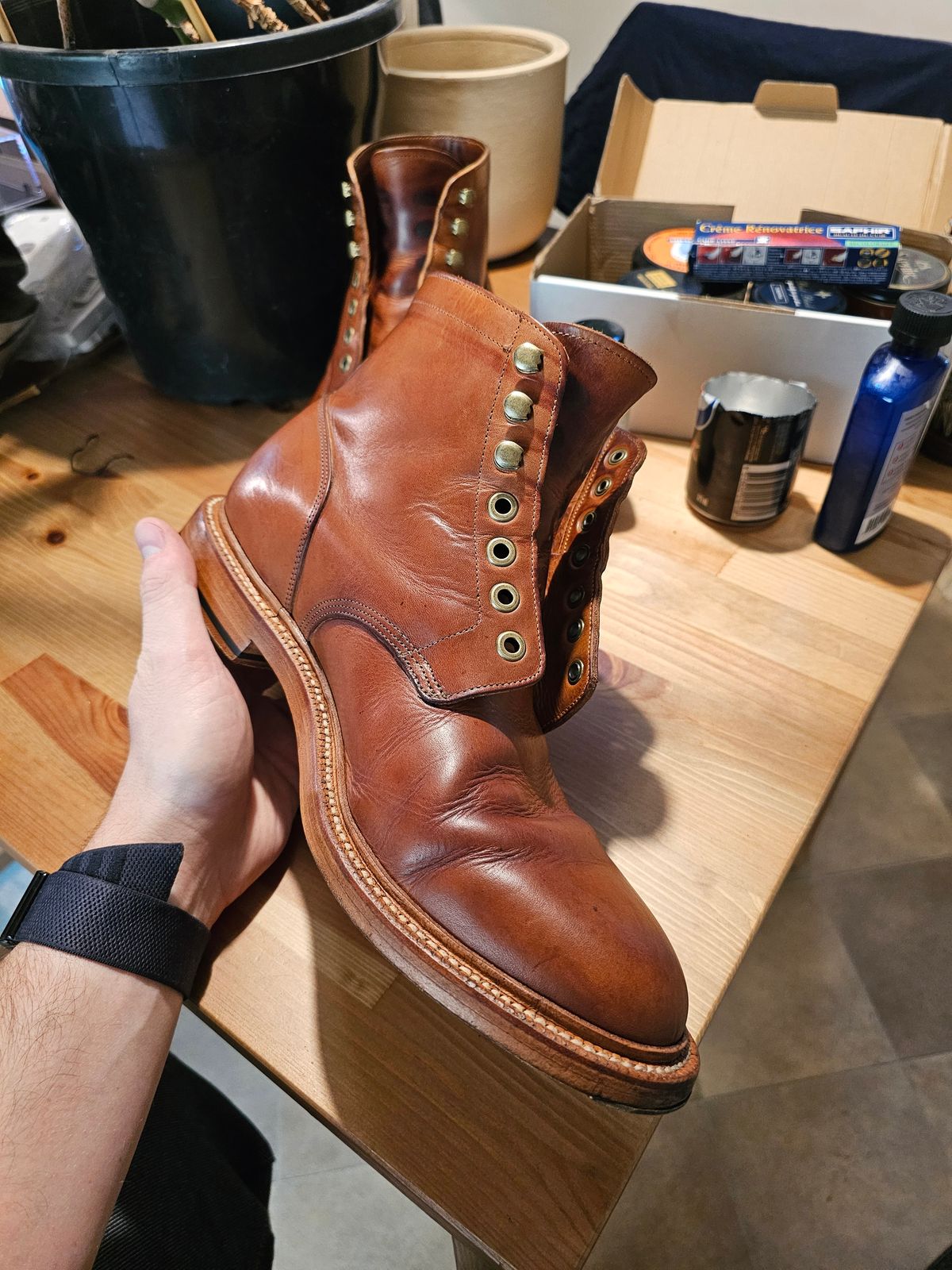Photo by Luke.to.Boot on April 28, 2025 of the Grant Stone Diesel Boot in Badalassi Carlo Saddle Tan Minerva.