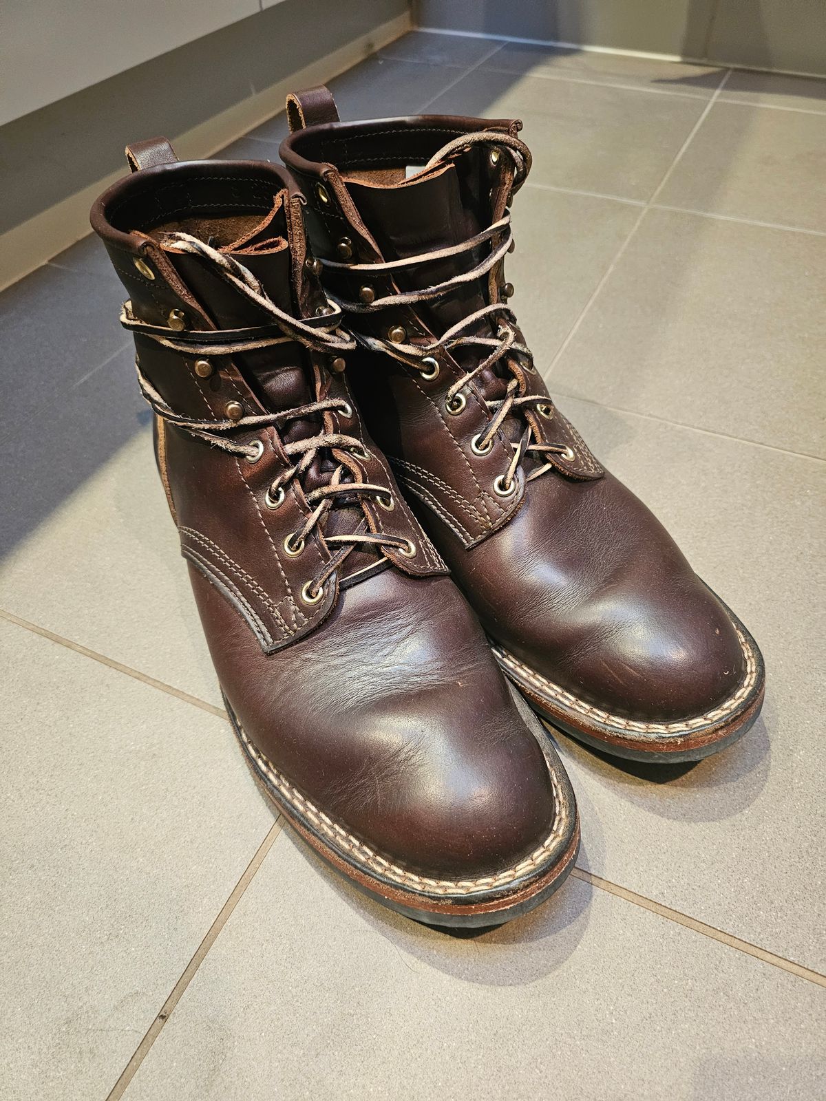 Photo by Luke.to.Boot on November 27, 2024 of the Nicks x Parkhurst V1 in Horween Brown Chromexcel.