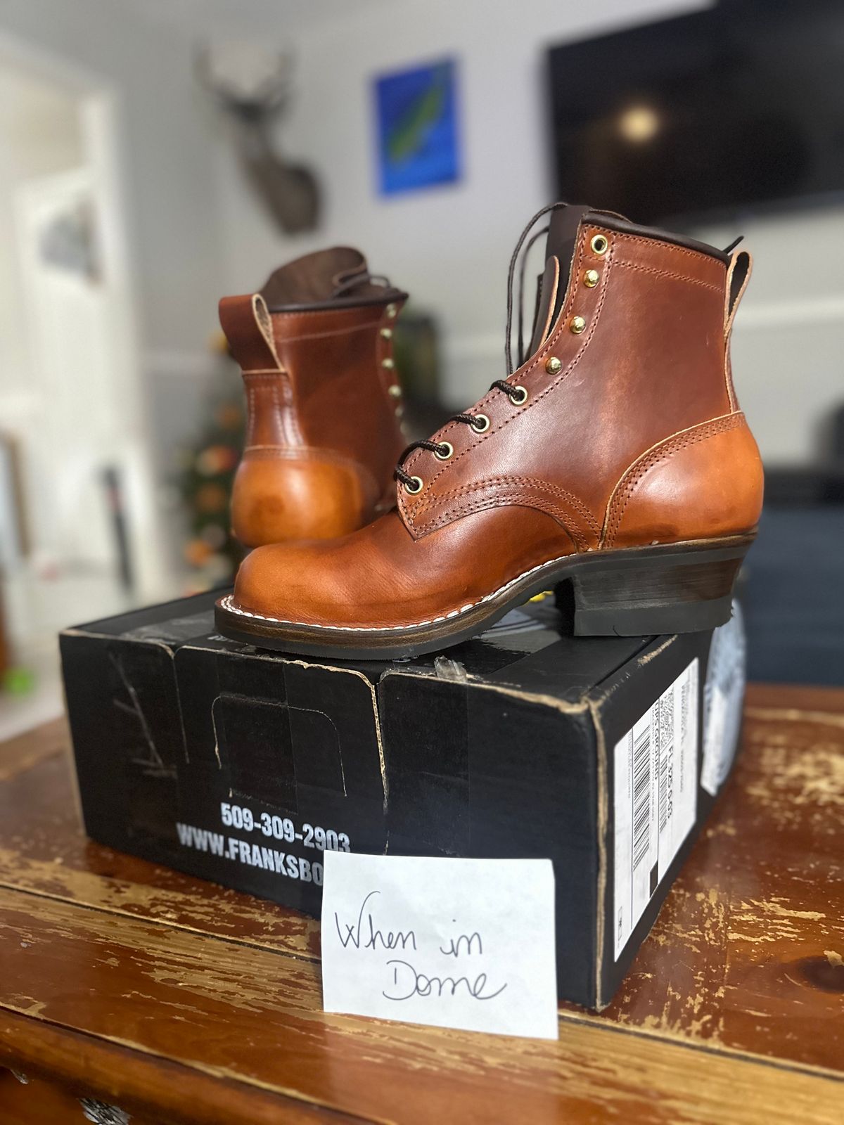 Photo by brusa on November 8, 2024 of the Frank's Boots Wilshire in Wickett & Craig Tan Oiled Latigo.